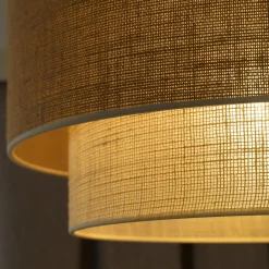 Euluna loftlampe Boho Jute, naturbrun/hvid, Ø 45 cm