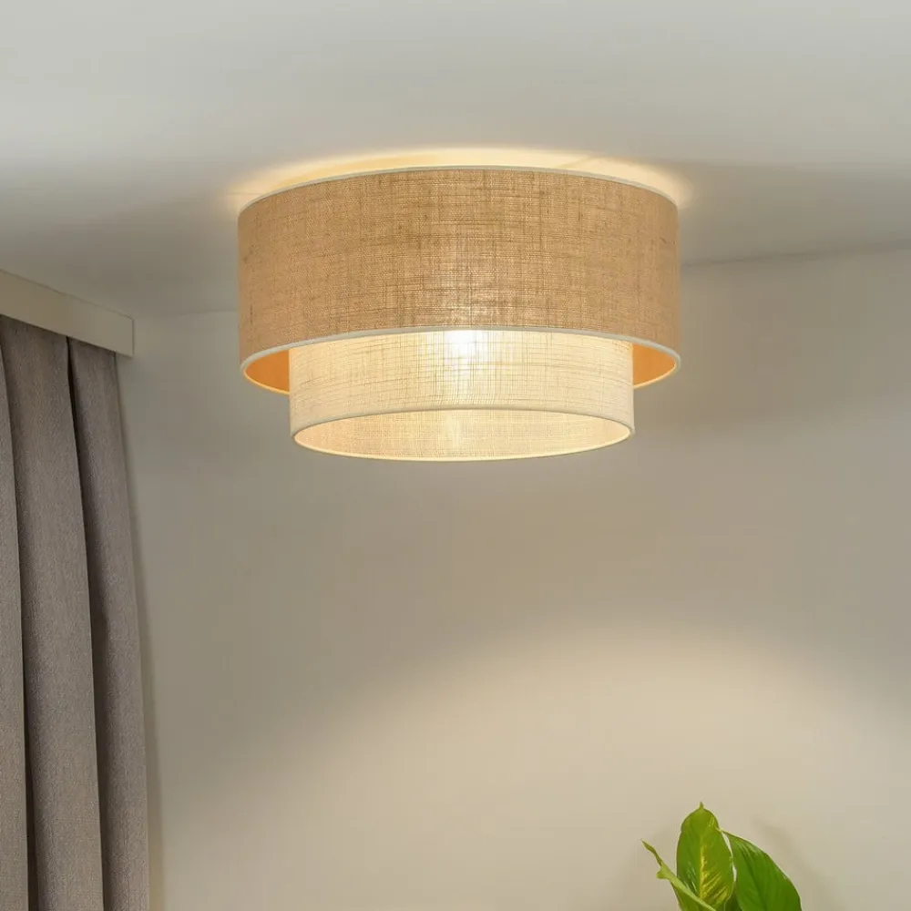 Euluna Loftlamper>loftlampe Boho Jute, naturbrun/hvid, Ø 60 cm
