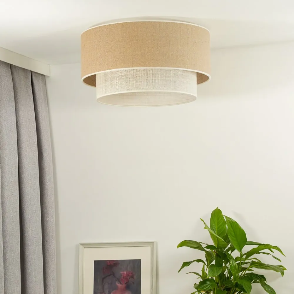 Euluna Loftlamper>loftlampe Boho Jute, naturbrun/hvid, Ø 60 cm