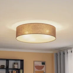 rulleloft, jordfarvet stofskærm, Ø50cm^Euluna Sale