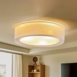 Euluna Loftlamper>Tibu loftlampe, tekstil, Ø50cm, grå