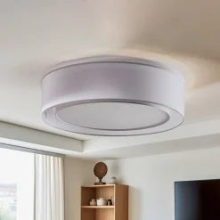 Euluna Loftlamper>Tibu loftlampe, tekstil, Ø50cm, grå