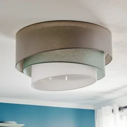 Euluna Trio monocolor loftslampe, grå, Ø 60 cm, tekstil