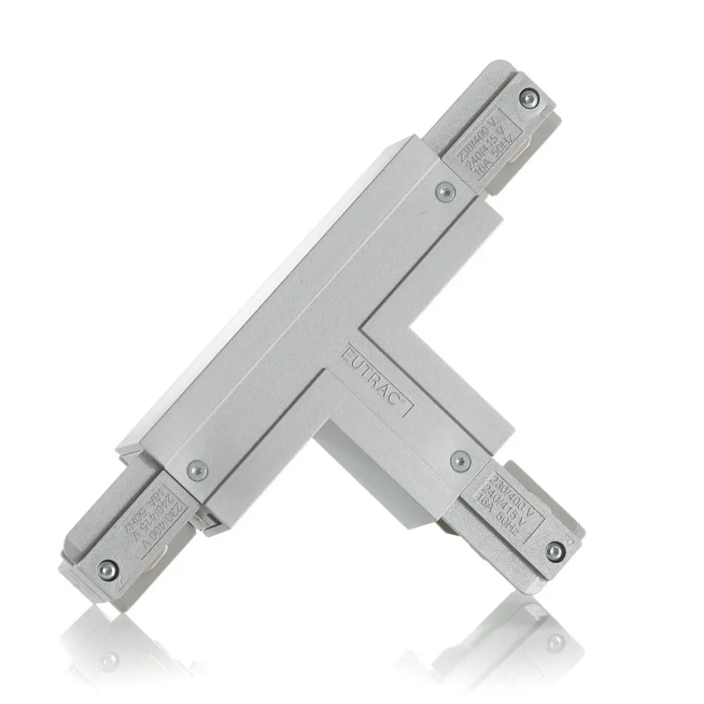 Eutrac Skinnesystem>T-stik jord indvendigt til venstre, sølv