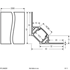 APFL3 alu-flisekantprofil ind. 200 cm x 4,3 cm^EVN Clearance