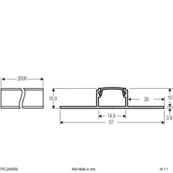 EVN Led Strips>APFL2 alu-fliseprofil, tosidet 200 cm x 5,7 cm