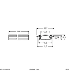 EVN Led Strips>APFLAT3 alu-profil, 200 cm T-profil, sort