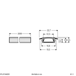 APFLAT3 alu-profil, 200 cm T-profil, aluminium^EVN