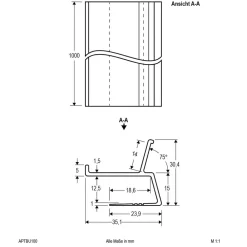 EVN APTBU alu-profil, vægrettet, 100 cm, alu