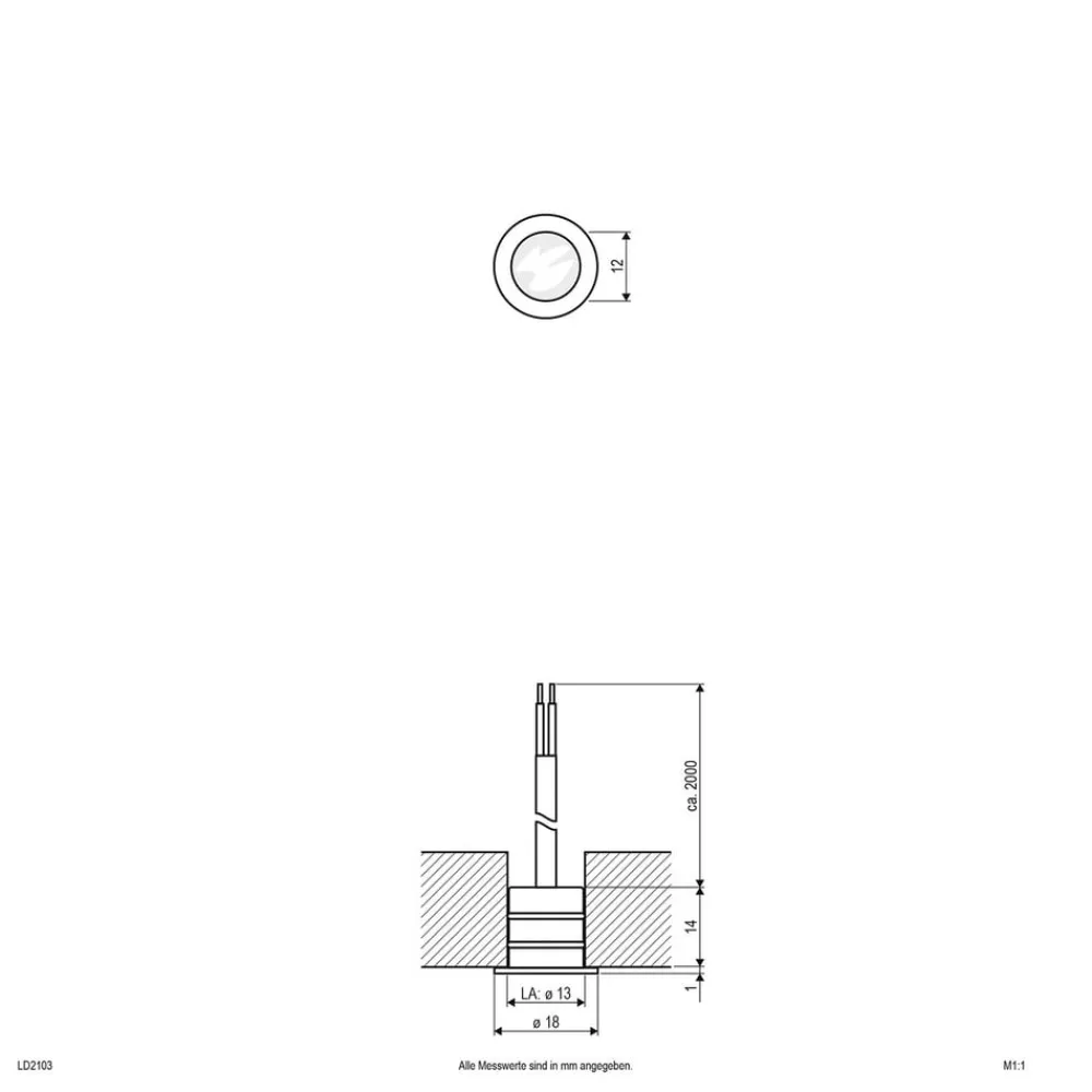 EVN LD2103 lampe 12 V IP68 Ø1,8cm 0,2 W blå