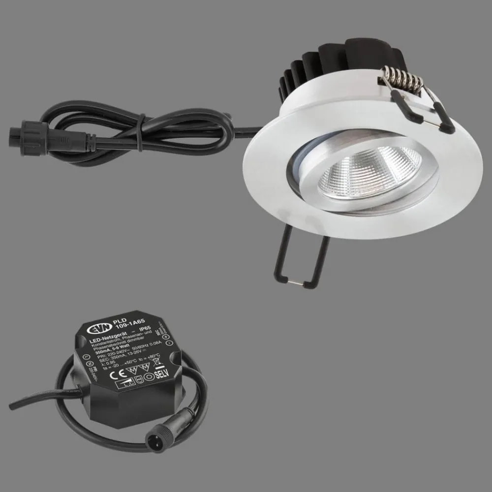 EVN Udendørs Loftlamper>PC65 udendørs indbygningslampe, 3.000 K alu