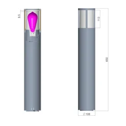 Facado II vejlampe, højde 65 cm, rund, mørkegrå/opal^Deko-Light New