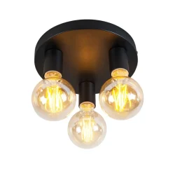 Facil loftlampe, 3 lyskilder, sort^QAZQA Discount