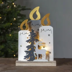 Fauna LED-dekorationslampe med lys, træ og hjort^STAR TRADING Sale