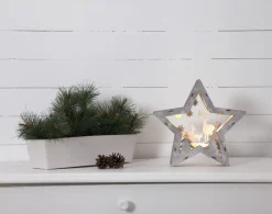 STAR TRADING Fauna LED-dekorationsstjerne af træ, højde 24 cm