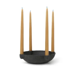 ferm LIVING Candlestick Bowl Large, grå, Ø 27 cm, keramik