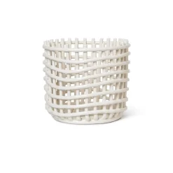 ferm LIVING Keramisk kurv, rund, Ø 23,5 cm, hvid, keramik