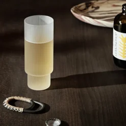 Longdrink-glas Ripple, hvid, 300 ml, glas, sæt med 4 stk^ferm LIVING Hot