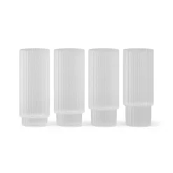 Longdrink-glas Ripple, hvid, 300 ml, glas, sæt med 4 stk^ferm LIVING Hot