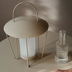 Lygte Abri, beige, stål, glas, Ø 30 cm^ferm LIVING Sale