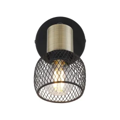 Globo Fiastra væglampe, sort/antik messing