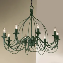Kögl FILO lysekrone, 8 lyskilder, grøn-antik