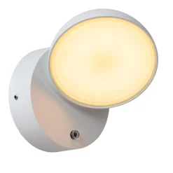 Finn LED-væglampe, hvid, metal, IP54, dag/nat-sensor^Lucide Hot