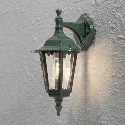 Firenze udendørs væglampe, grøn, fatning i bunden, 36 cm^Konstsmide