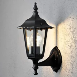 Konstsmide Væglamper>Firenze udendørs væglampe, sort, fatning øverst, 36 cm