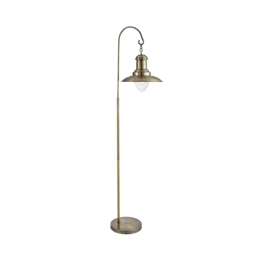 Fisherman gulvlampe, metal, antik messingfarve, E27, 161 cm^Searchlight Hot