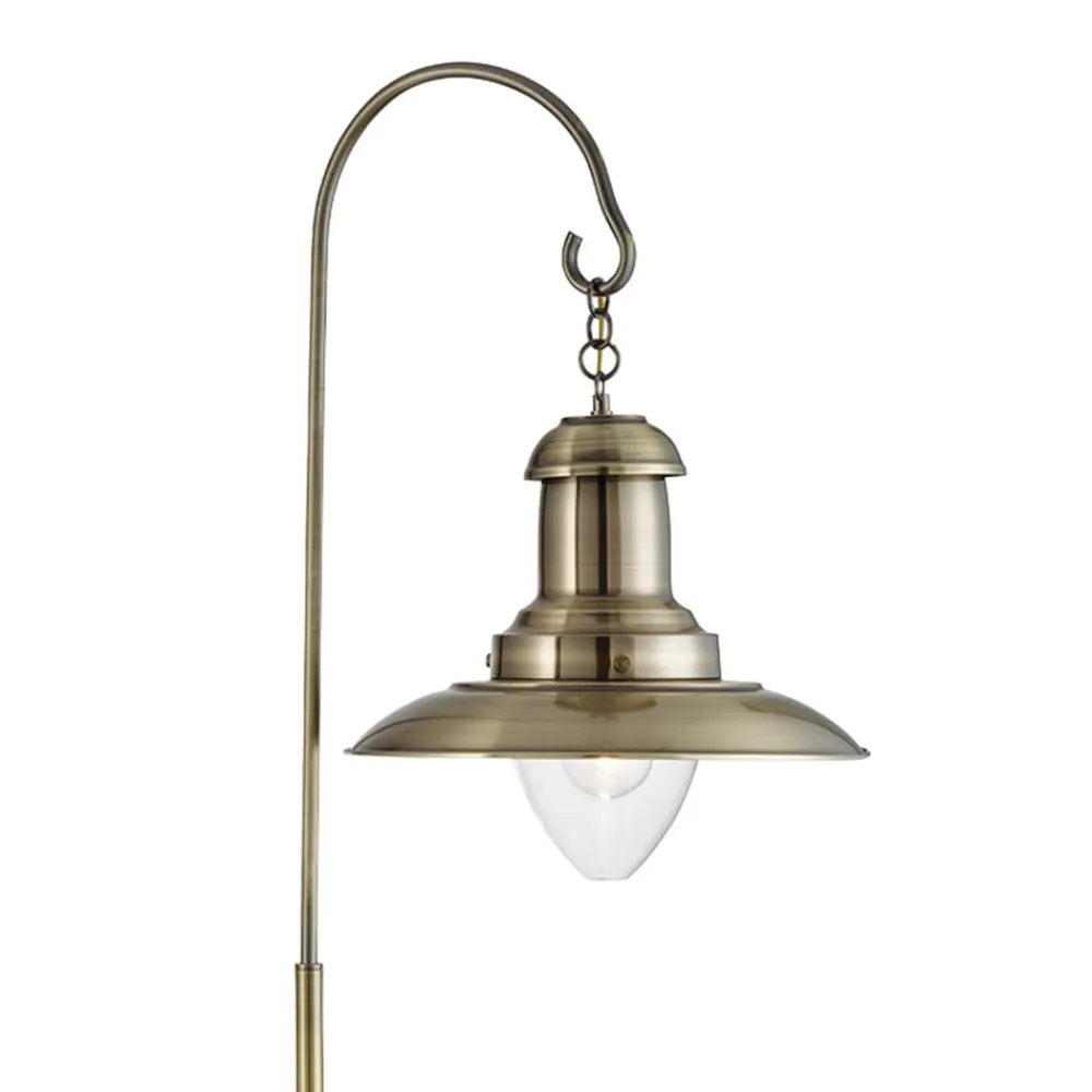 Fisherman gulvlampe, metal, antik messingfarve, E27, 161 cm^Searchlight Hot