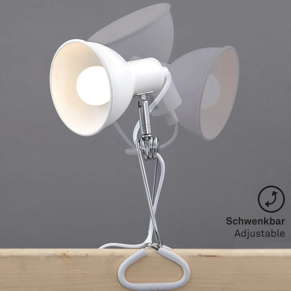 Briloner Bordlamper>Fix-klemmelampe, metalskærm, hvid