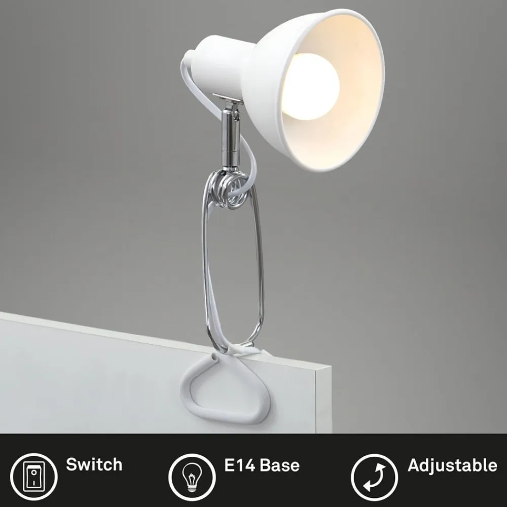 Briloner Bordlamper>Fix-klemmelampe, metalskærm, hvid