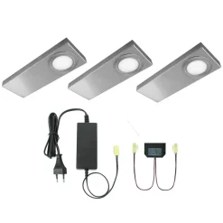 Evotec Flad LED-indbygningslampe Tain-CF i sæt af 3