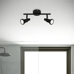 Briloner Flamo LED-loftspot IP44 2 lyskilder justeres, sort