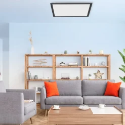 JUST LIGHT. GmbH Loftlamper>Flat LED-loftlampe, CCT, sort, 45 x 45 cm