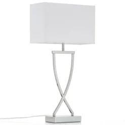 FISCHER & HONSEL Flot tekstil-bordlampe Anni, krom/hvid