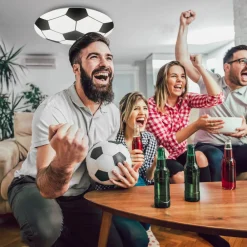 Børn Briloner Fodbold LED-loftlampe, sort-hvid, Ø 27,5cm