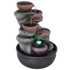 Globo Fontana LED-indendørs springvand, grå/brun, krus