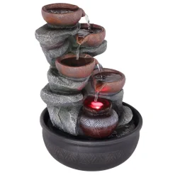 Globo Fontana LED-indendørs springvand, grå/brun, krus