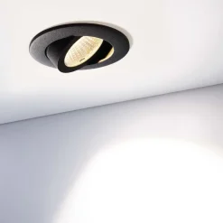 Forsænket loftlampe Dione, IP44, 3.000 K, sort, dæmpbar^Deko-Light Outlet