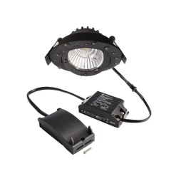 Deko-Light Forsænket loftlampe Dione, IP44, 2.700 K, sort, dæmpbar