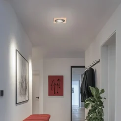 Lamkur Lighting Forsænket loftlampe Tobby, 10 x 10 cm, egetræ, GU10