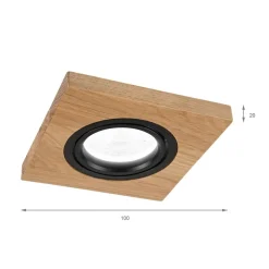 Lamkur Lighting Forsænket loftlampe Tobby, 10 x 10 cm, egetræ, GU10