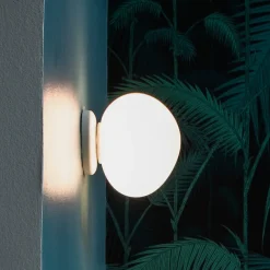 Foscarini Væg- Og Spejllamper>Gregg piccola væglampe, hvid, IP44, glas