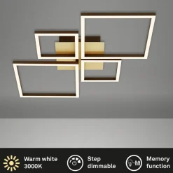 Frame LED-loftlampe, guld, dæmpbar, 4 lyskilder^Briloner New