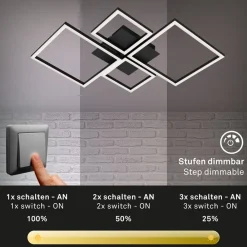 Frame LED-loftlampe, step dim, 4 lyskilder, sort^Briloner Online