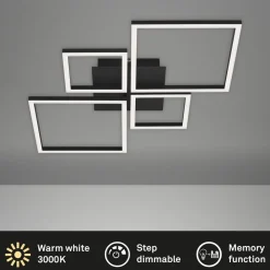 Frame LED-loftlampe, step dim, 4 lyskilder, sort^Briloner Online