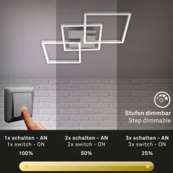 Briloner Frame LED-loftlampe, step-dim, krom-alu 76x37cm