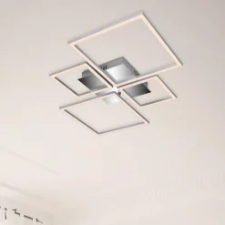 Briloner Frame LED-loftslampe, CCT, 4-lys, aluminium